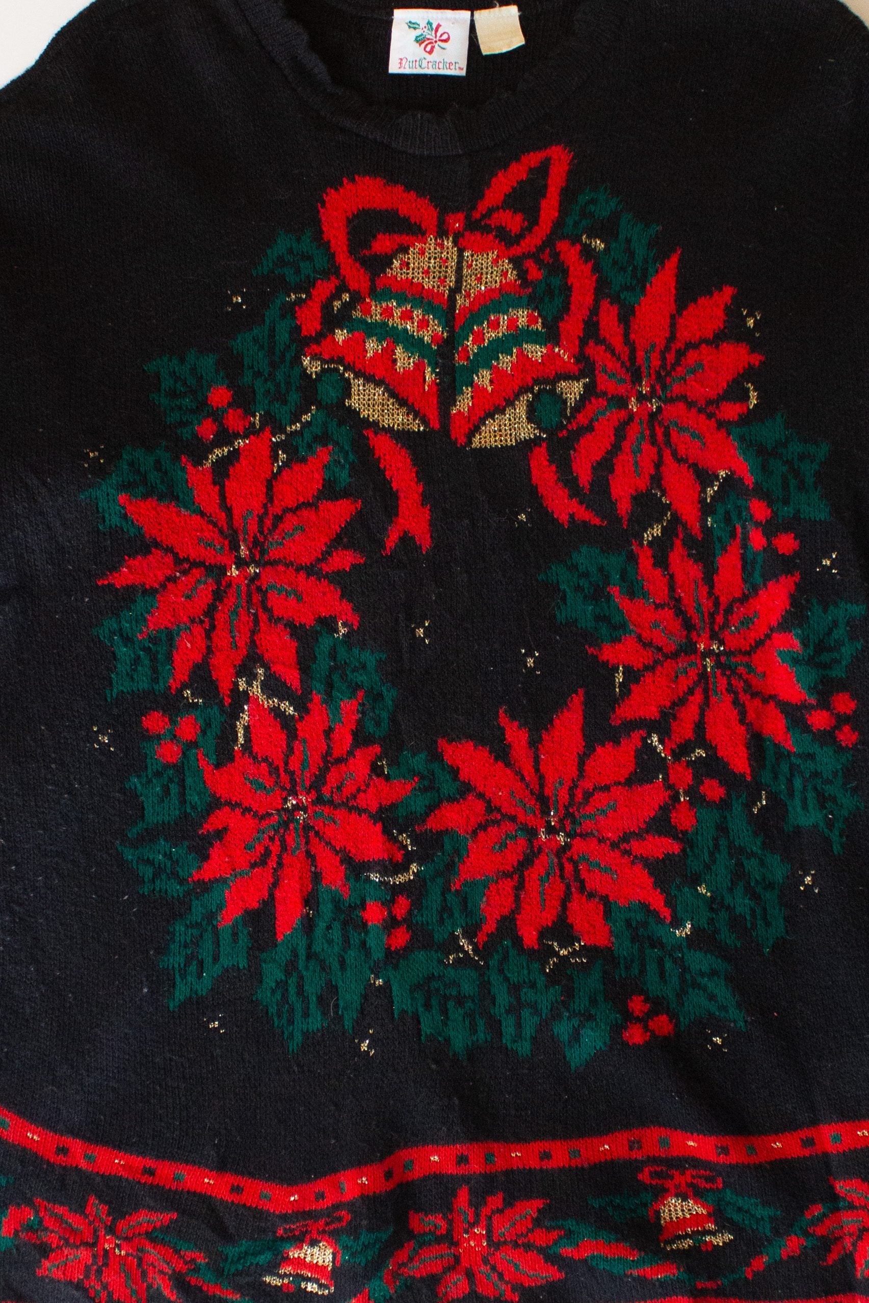 Vintage Black Wreath Ugly Christmas Sweater (1990s)