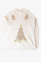 Vintage White Beaded Tree Ugly Christmas Sweater (1990s)
