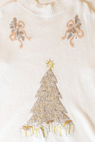 Vintage White Beaded Tree Ugly Christmas Sweater (1990s)