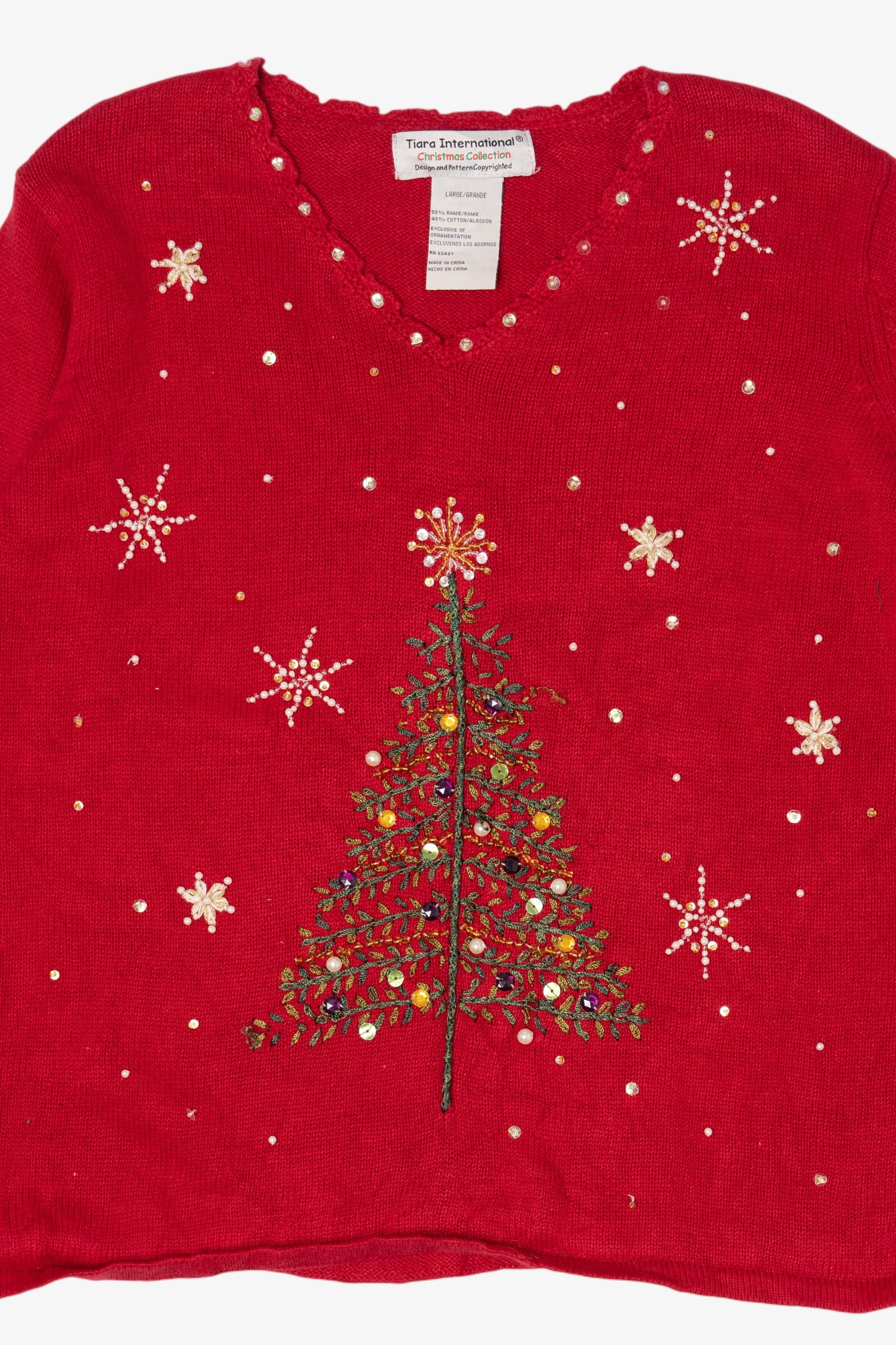 Vintage Red Tiara International Trees Ugly Christmas Pullover (2000s)