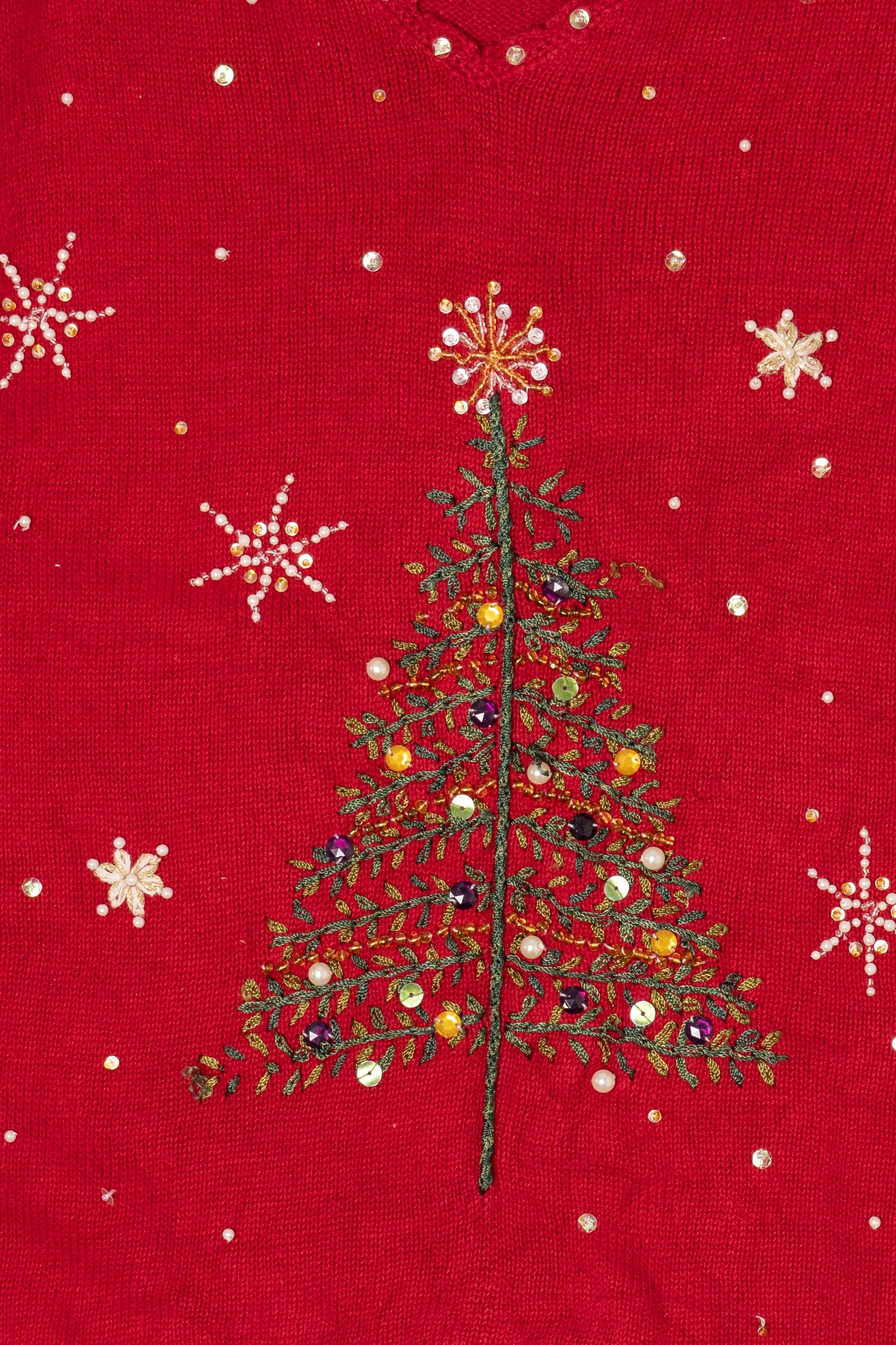 Vintage Red Tiara International Trees Ugly Christmas Pullover (2000s)
