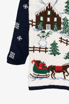 Vintage Navy Blue Nutcracker Winter Town Ugly Christmas Pullover (1980s)