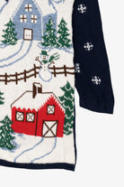 Vintage Navy Blue Nutcracker Winter Town Ugly Christmas Pullover (1980s)