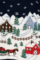 Vintage Navy Blue Nutcracker Winter Town Ugly Christmas Pullover (1980s)