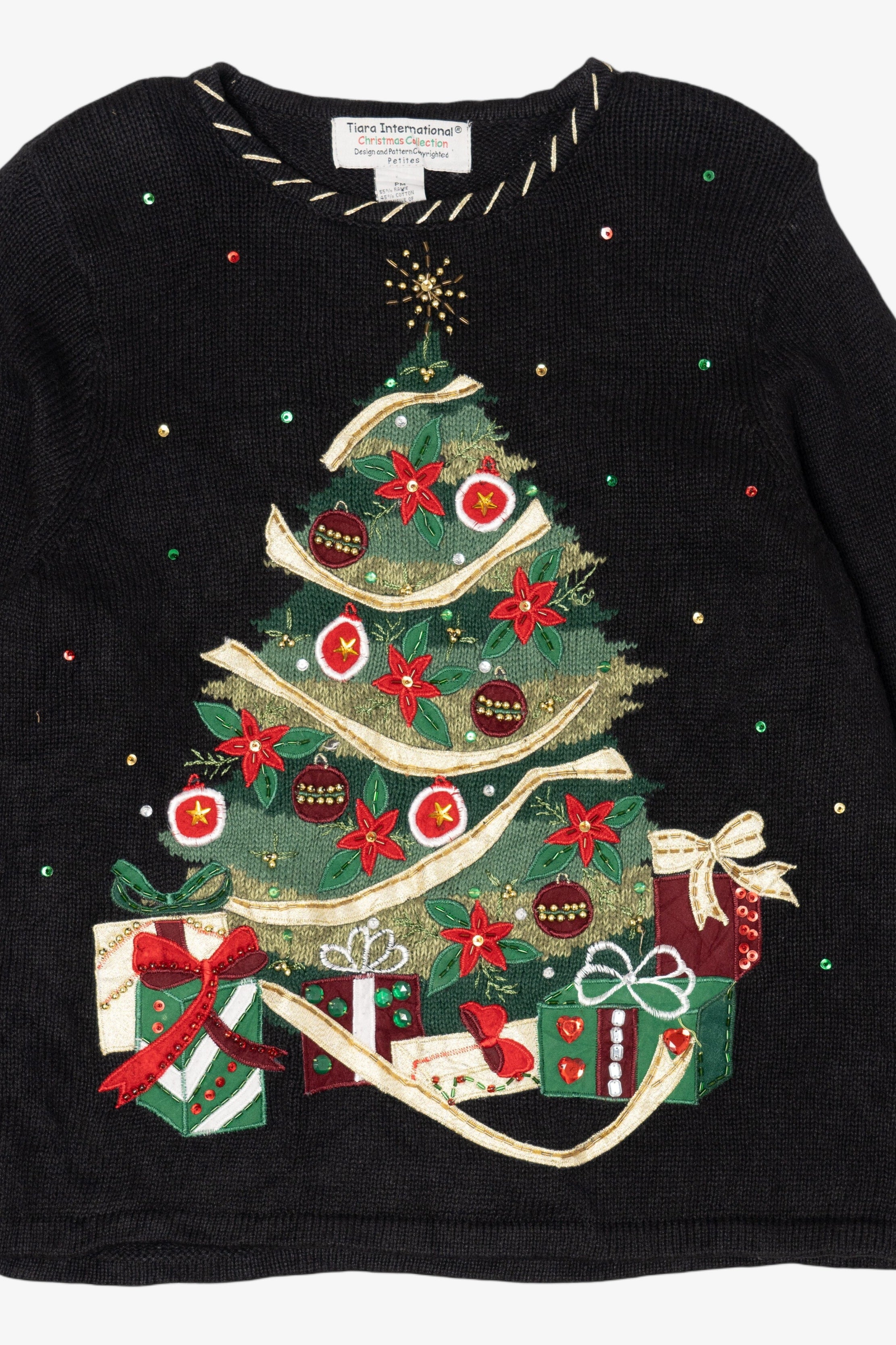 Vintage Black Tiara International Presents Under Tree Ugly Christmas Pullover (2000s)
