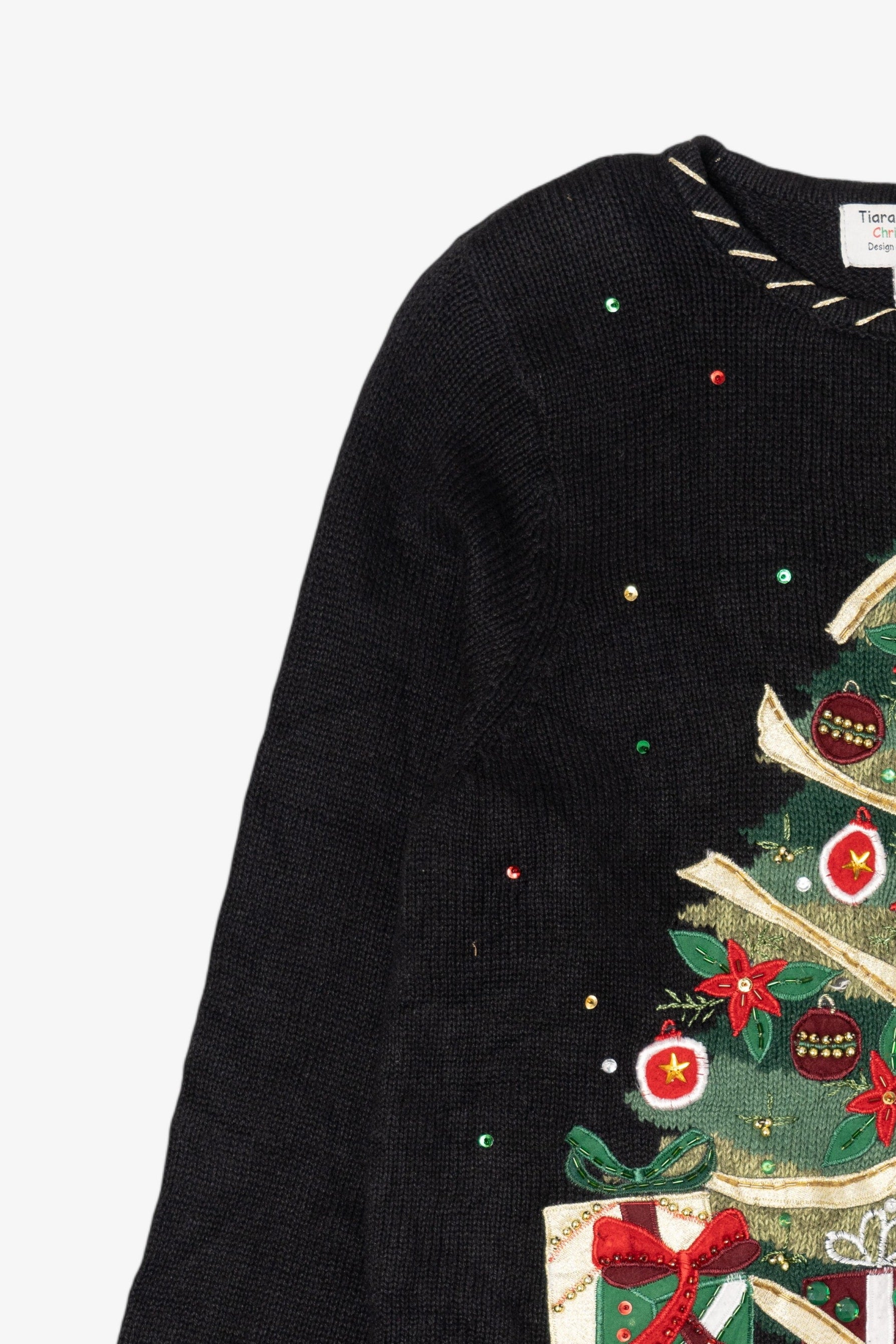 Vintage Black Tiara International Presents Under Tree Ugly Christmas Pullover (2000s)