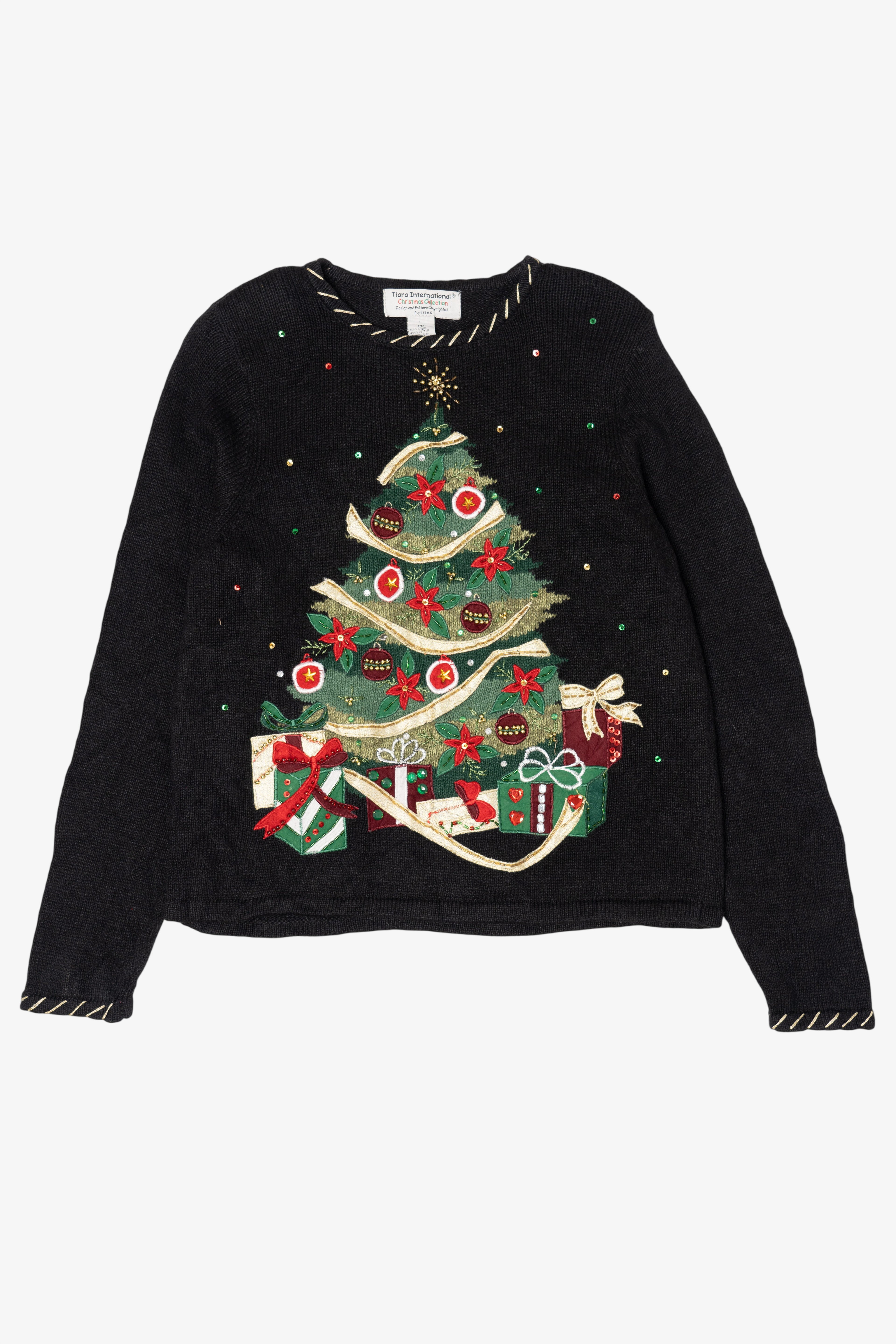 Vintage Black Tiara International Presents Under Tree Ugly Christmas Pullover (2000s)