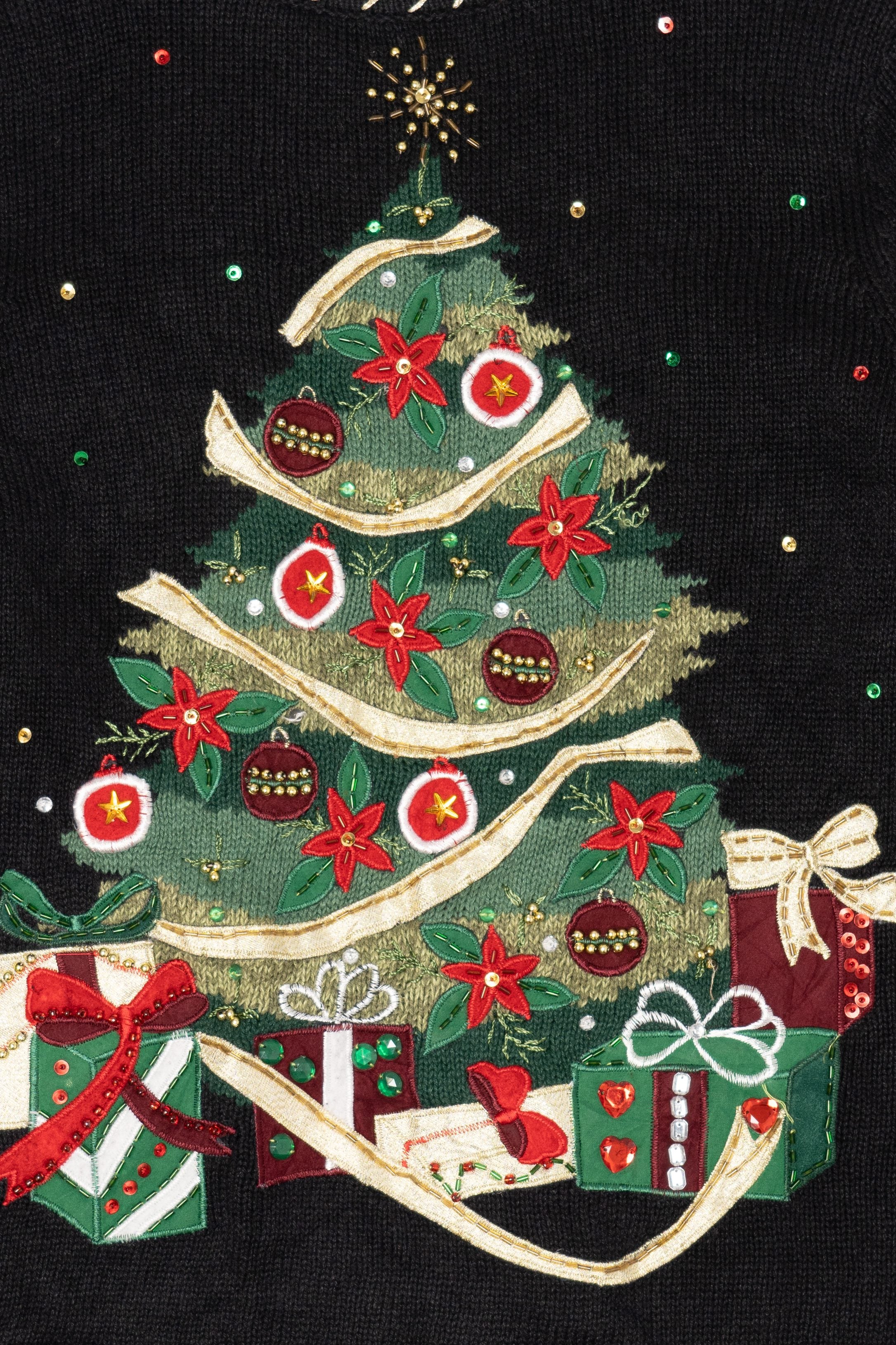 Vintage Black Tiara International Presents Under Tree Ugly Christmas Pullover (2000s)