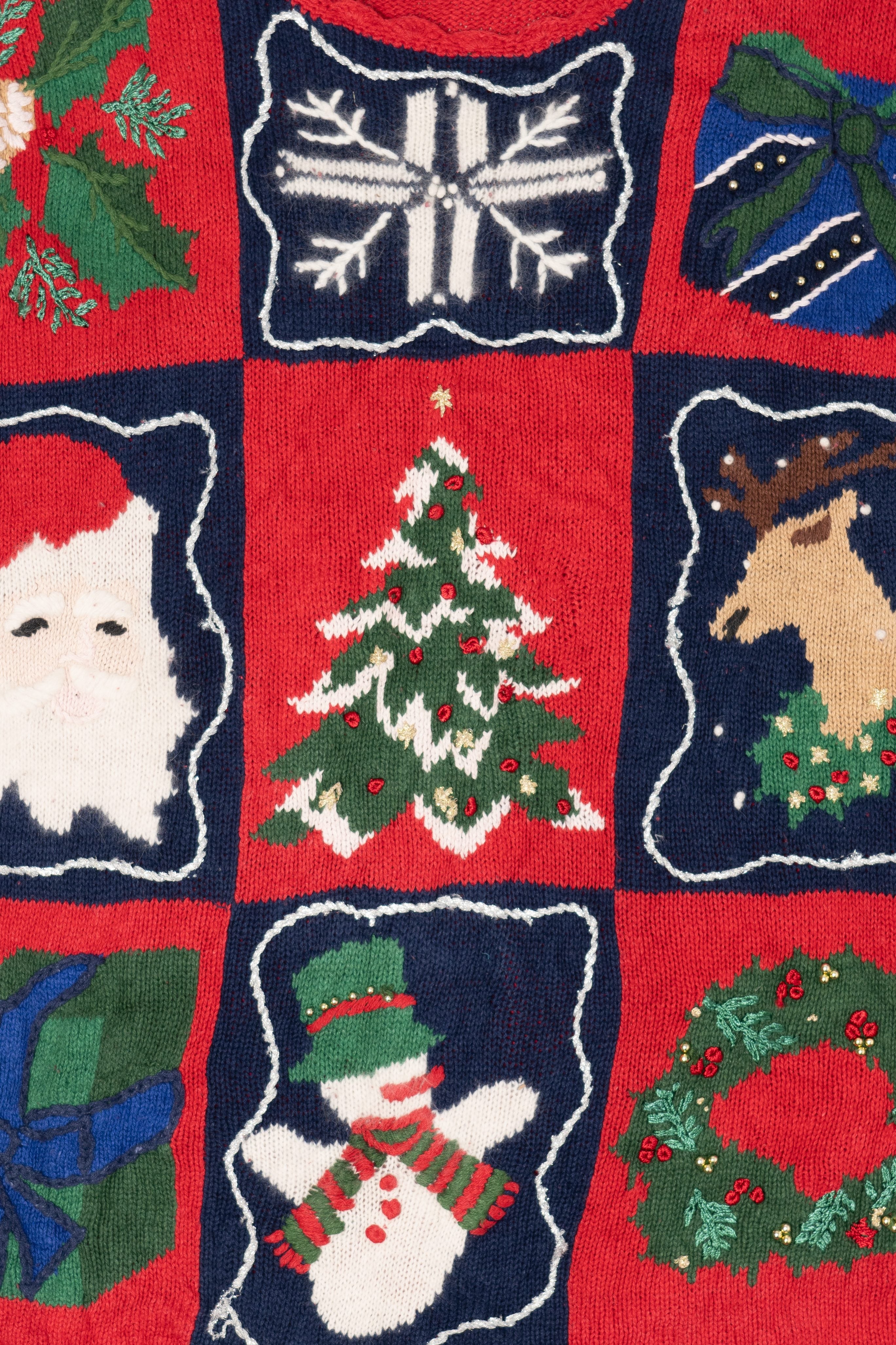 Vintage Red Carly St. Claire Ugly Christmas Pullover (1990s)