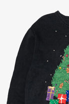 Vintage Black Bobbie Brooks Presents Under Tree Ugly Christmas Pullover (1990s)