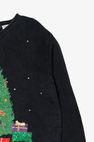 Vintage Black Bobbie Brooks Presents Under Tree Ugly Christmas Pullover (1990s)