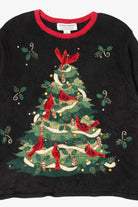 Vintage Black Heirloom Collectible Cardinals In Tree Ugly Christmas Pullover (2000s)