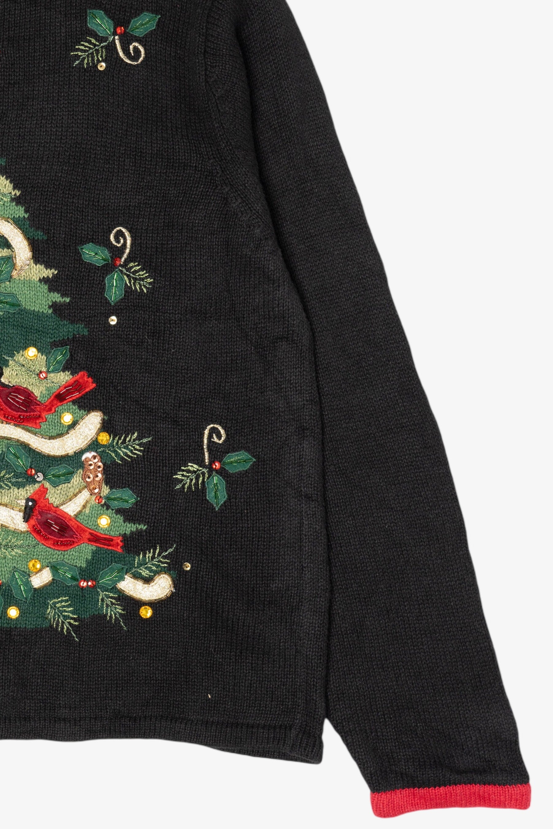 Vintage Black Heirloom Collectible Cardinals In Tree Ugly Christmas Pullover (2000s)