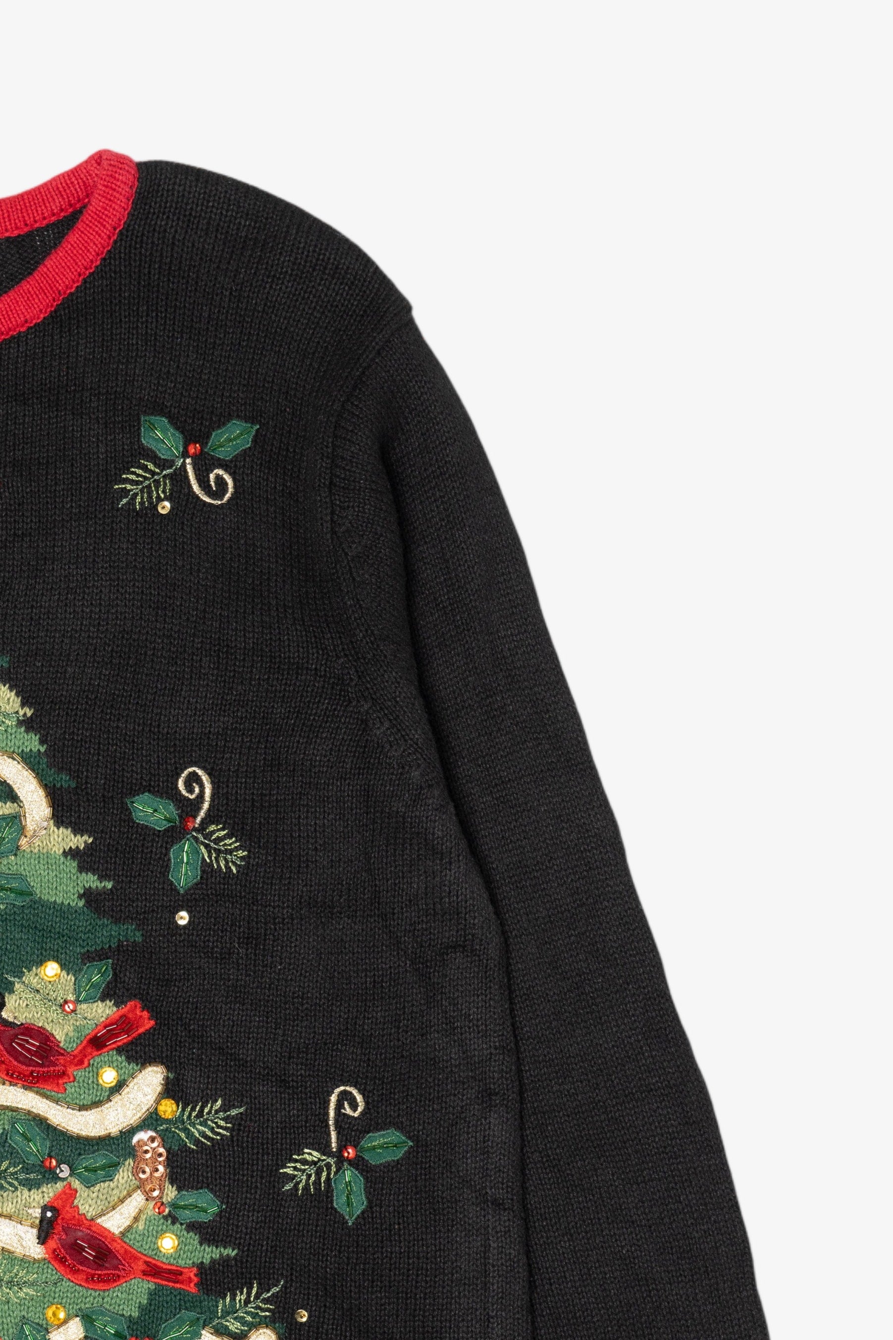 Vintage Black Heirloom Collectible Cardinals In Tree Ugly Christmas Pullover (2000s)