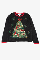 Vintage Black Heirloom Collectible Cardinals In Tree Ugly Christmas Pullover (2000s)