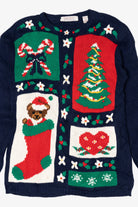 Vintage Navy Blue Karen Scott Ugly Christmas Pullover (1990s)