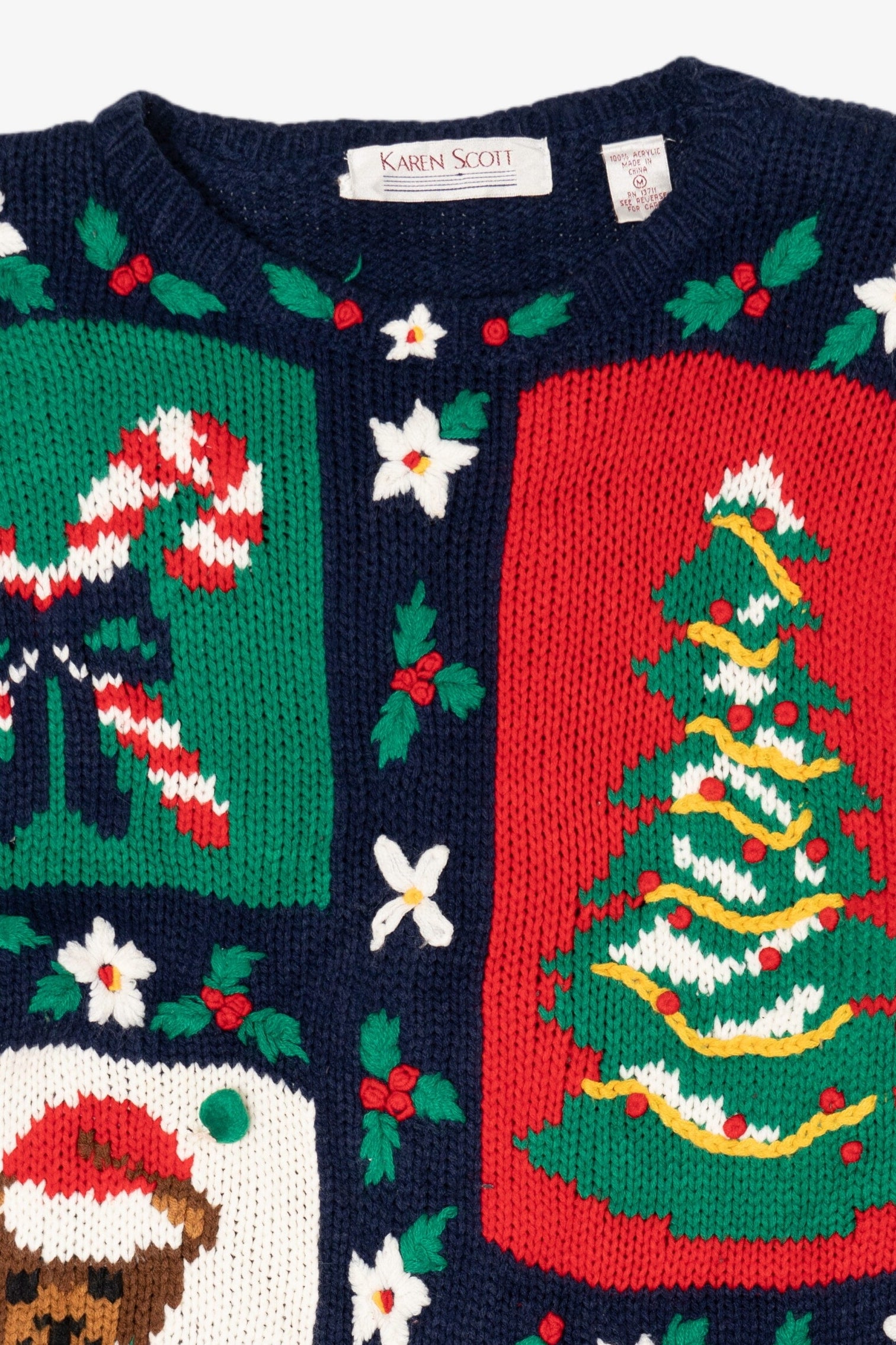 Vintage Navy Blue Karen Scott Ugly Christmas Pullover (1990s)