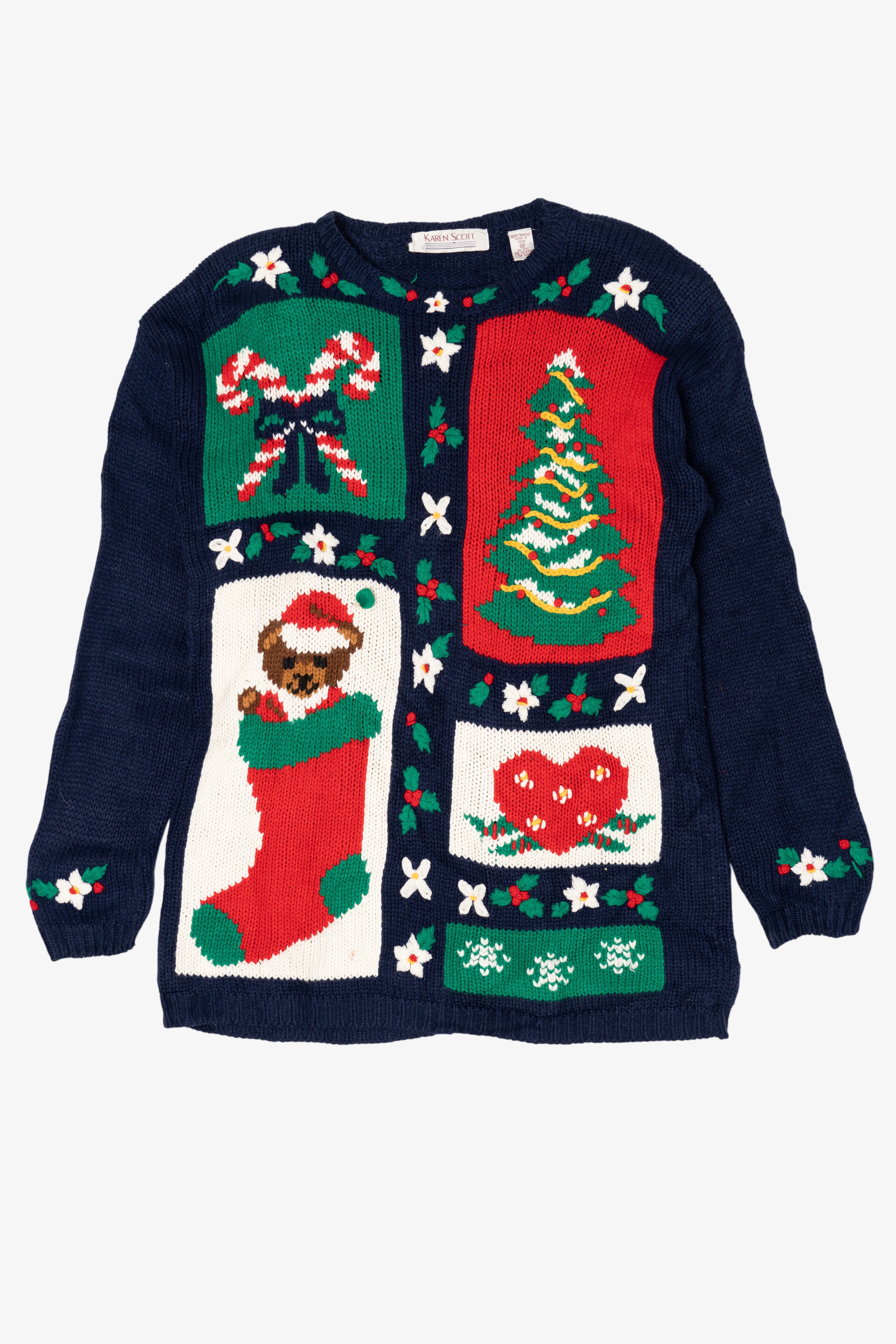 Vintage Navy Blue Karen Scott Ugly Christmas Pullover (1990s)