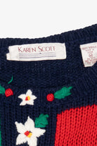 Vintage Navy Blue Karen Scott Ugly Christmas Pullover (1990s)