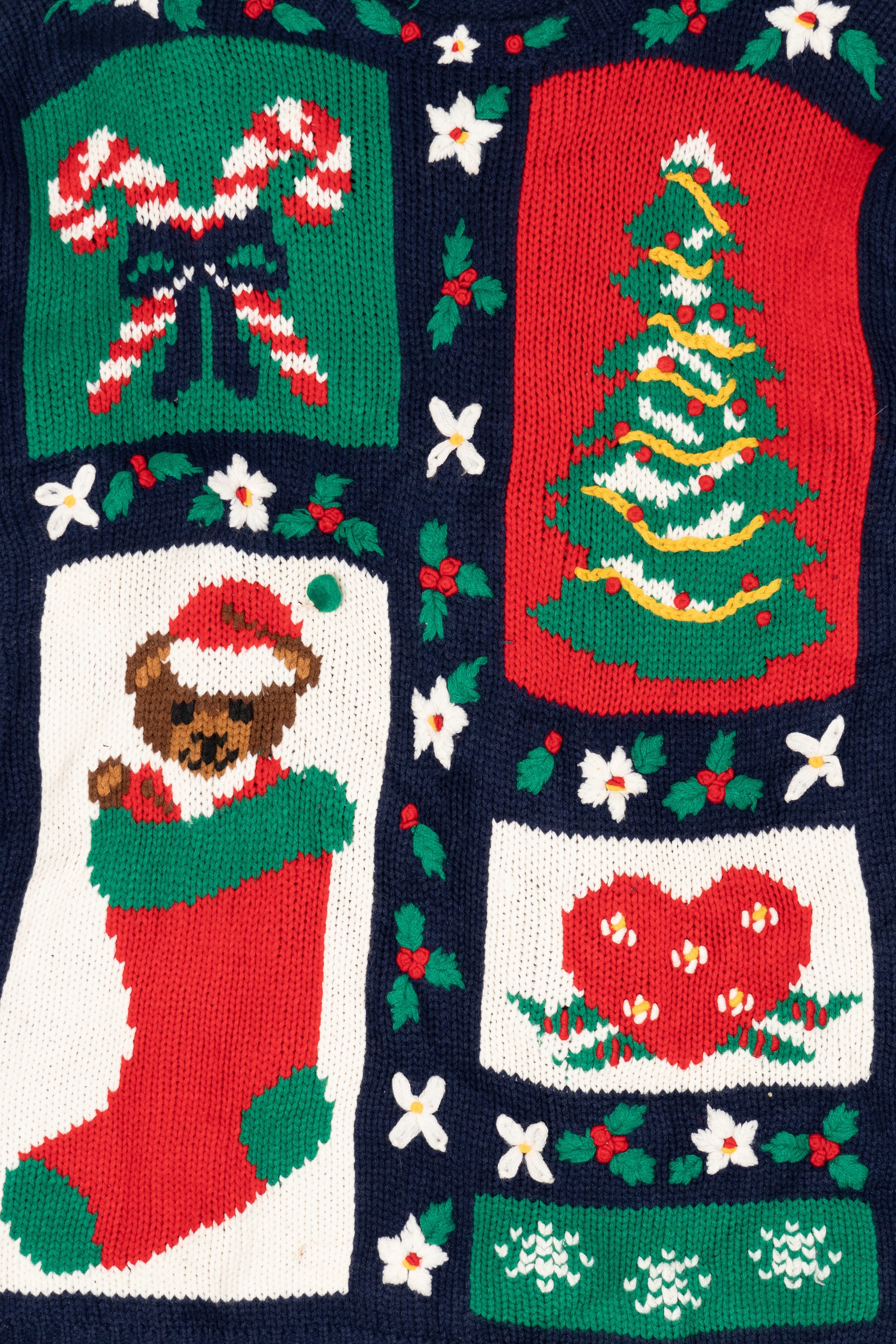 Vintage Navy Blue Karen Scott Ugly Christmas Pullover (1990s)