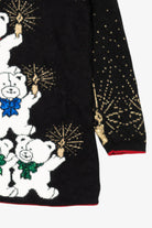 Vintage Black Holiday Time Teddy Bears Tree Ugly Christmas Pullover (1980s)