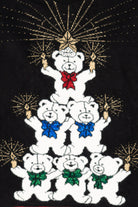 Vintage Black Holiday Time Teddy Bears Tree Ugly Christmas Pullover (1980s)