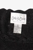 Vintage Black Carly St. Claire Santa Sleigh Flying Ugly Christmas Pullover (1990s)
