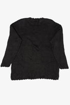 Vintage Black Carly St. Claire Santa Sleigh Flying Ugly Christmas Pullover (1990s)