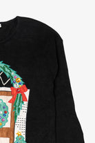 Vintage Black Paris Smith Cat In Front Of Door Ugly Christmas Pullover (1990s)