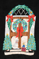 Vintage Black Paris Smith Cat In Front Of Door Ugly Christmas Pullover (1990s)