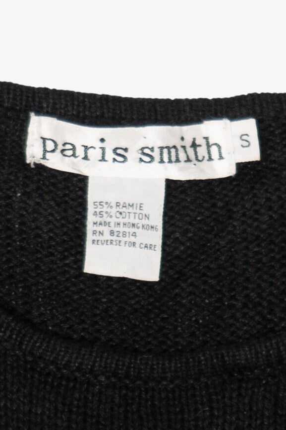 Vintage Black Paris Smith Cat In Front Of Door Ugly Christmas Pullover (1990s)