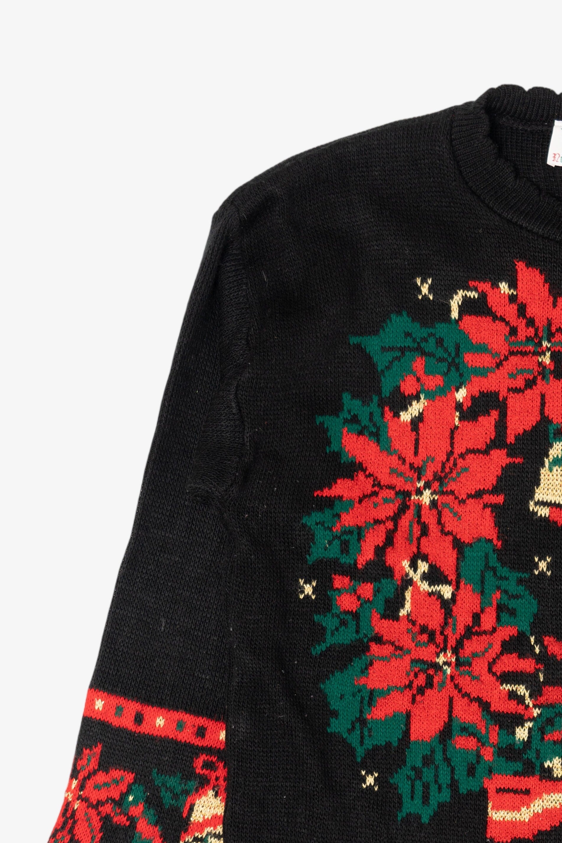 Vintage Black Nutcracker Wreaths Ugly Christmas Pullover (1980s)