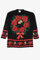Vintage Black Nutcracker Wreaths Ugly Christmas Pullover (1980s)