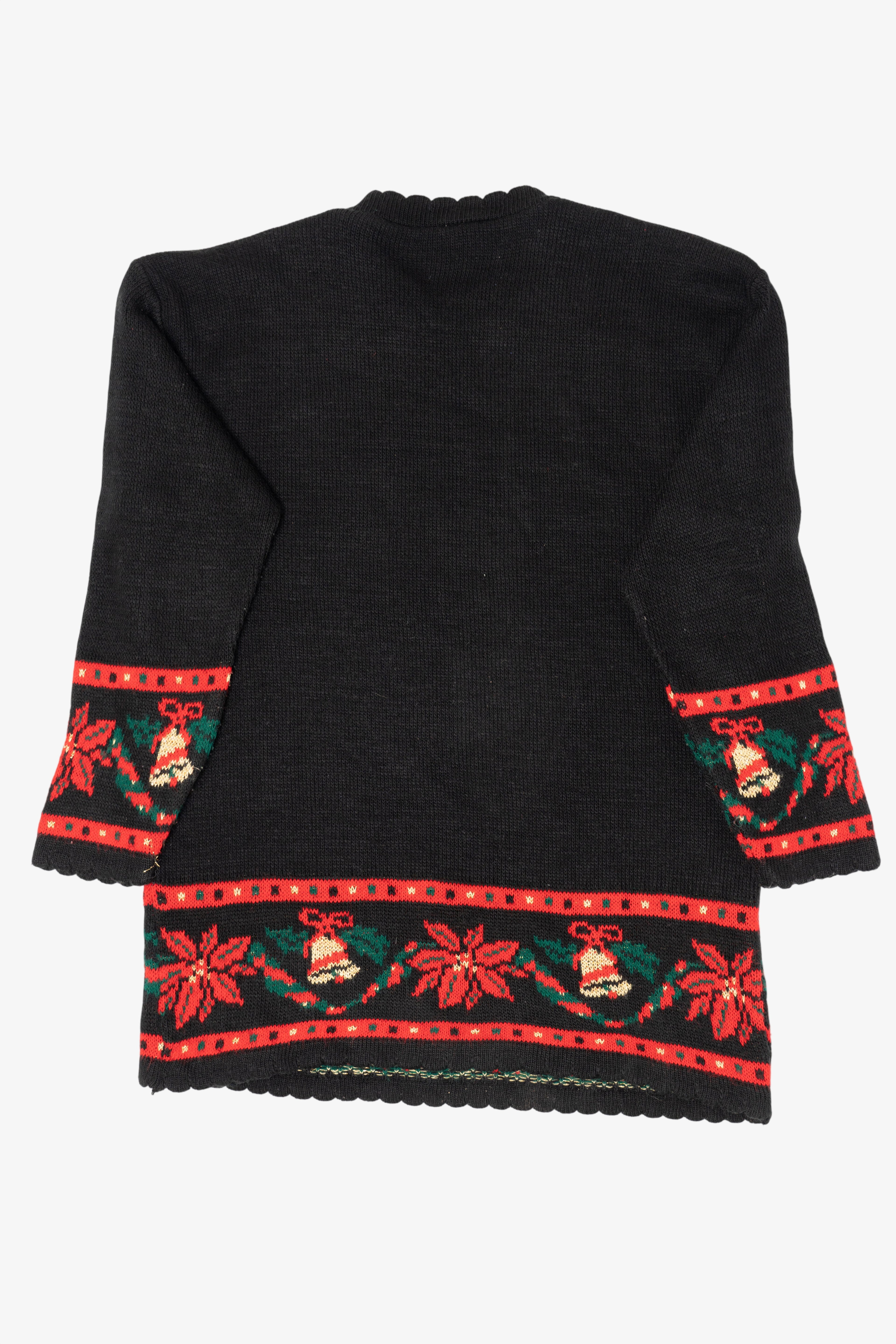 Vintage Black Nutcracker Wreaths Ugly Christmas Pullover (1980s)