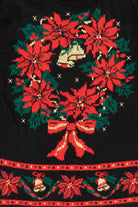 Vintage Black Nutcracker Wreaths Ugly Christmas Pullover (1980s)