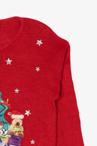 Vintage Red Work in Progress Toys Under Tree Ugly Christmas Pullover (2000s)