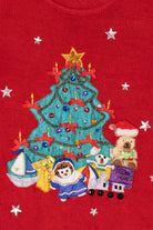 Vintage Red Work in Progress Toys Under Tree Ugly Christmas Pullover (2000s)
