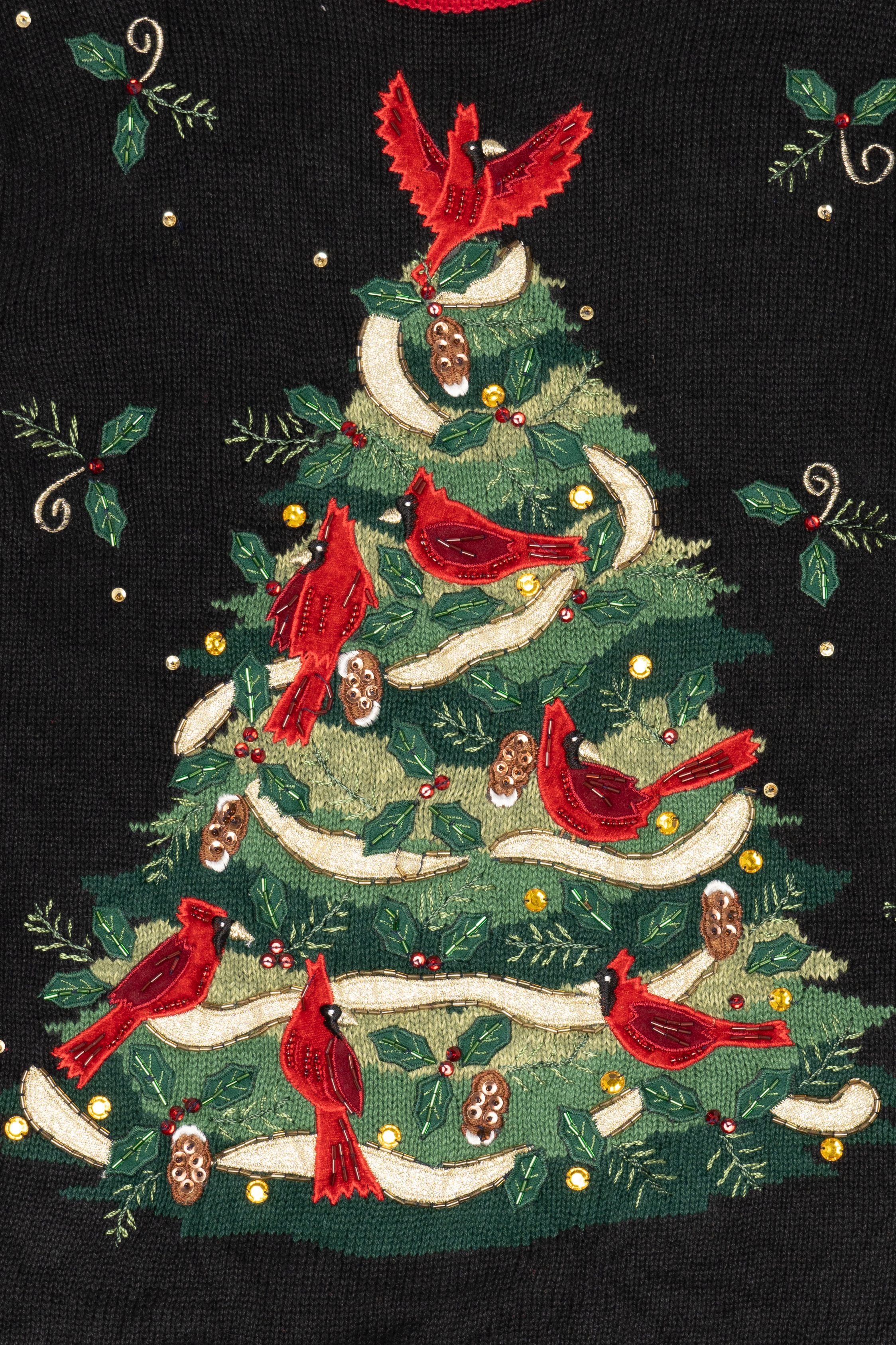 Vintage Black Tiara International Cardinals In Tree Ugly Christmas Pullover (2000s)