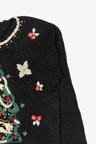 Vintage Black Carol Rose Tree Ugly Christmas Pullover (1990s)
