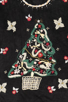 Vintage Black Carol Rose Tree Ugly Christmas Pullover (1990s)