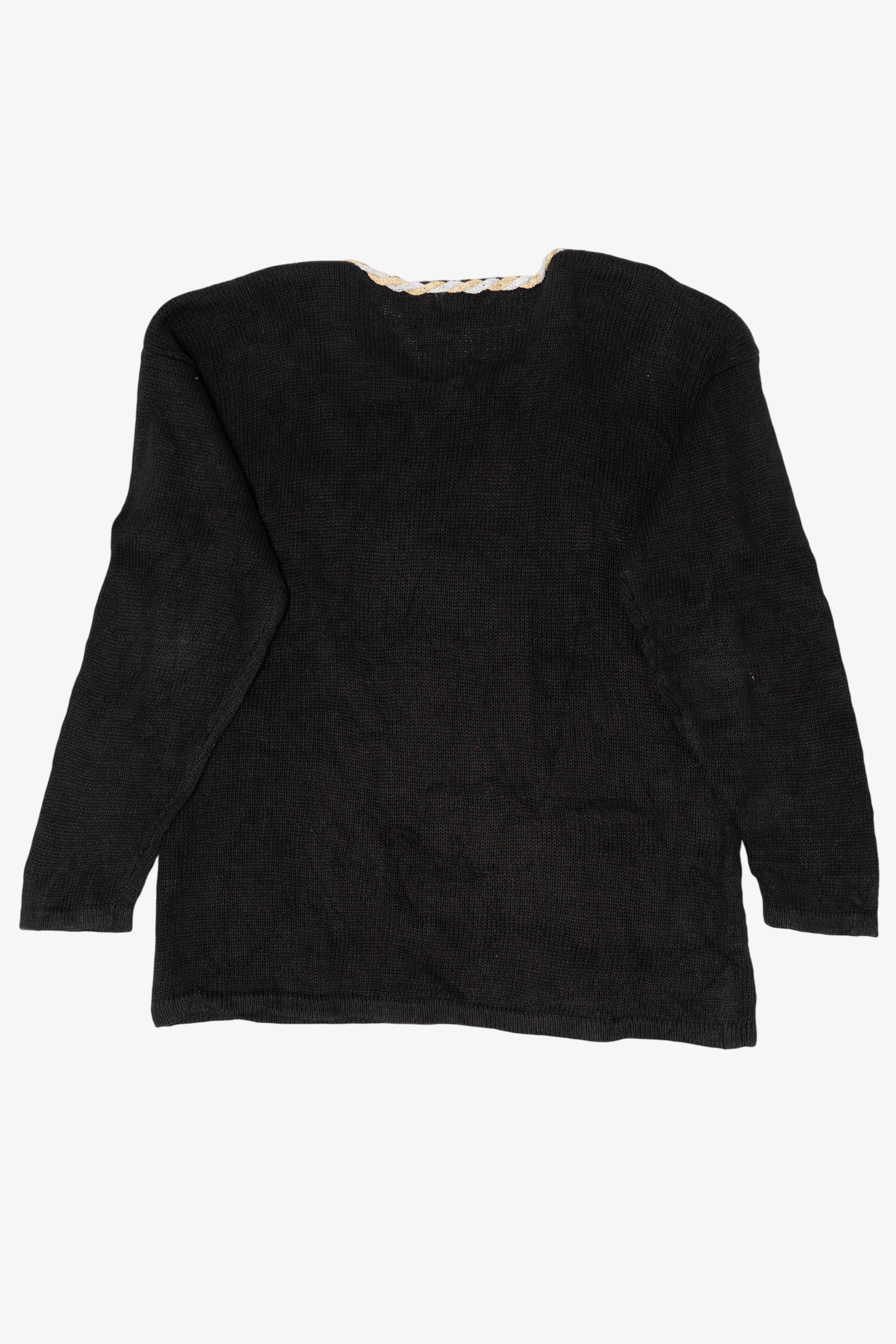 Vintage Black Carol Rose Tree Ugly Christmas Pullover (1990s)