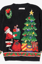 Vintage Black Unknown Santa Placing Presents Ugly Christmas Pullover (1990s)