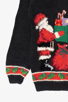 Vintage Black Unknown Santa Placing Presents Ugly Christmas Pullover (1990s)