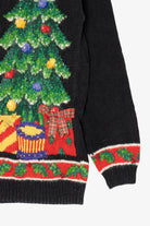 Vintage Black Unknown Santa Placing Presents Ugly Christmas Pullover (1990s)
