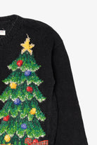 Vintage Black Unknown Santa Placing Presents Ugly Christmas Pullover (1990s)