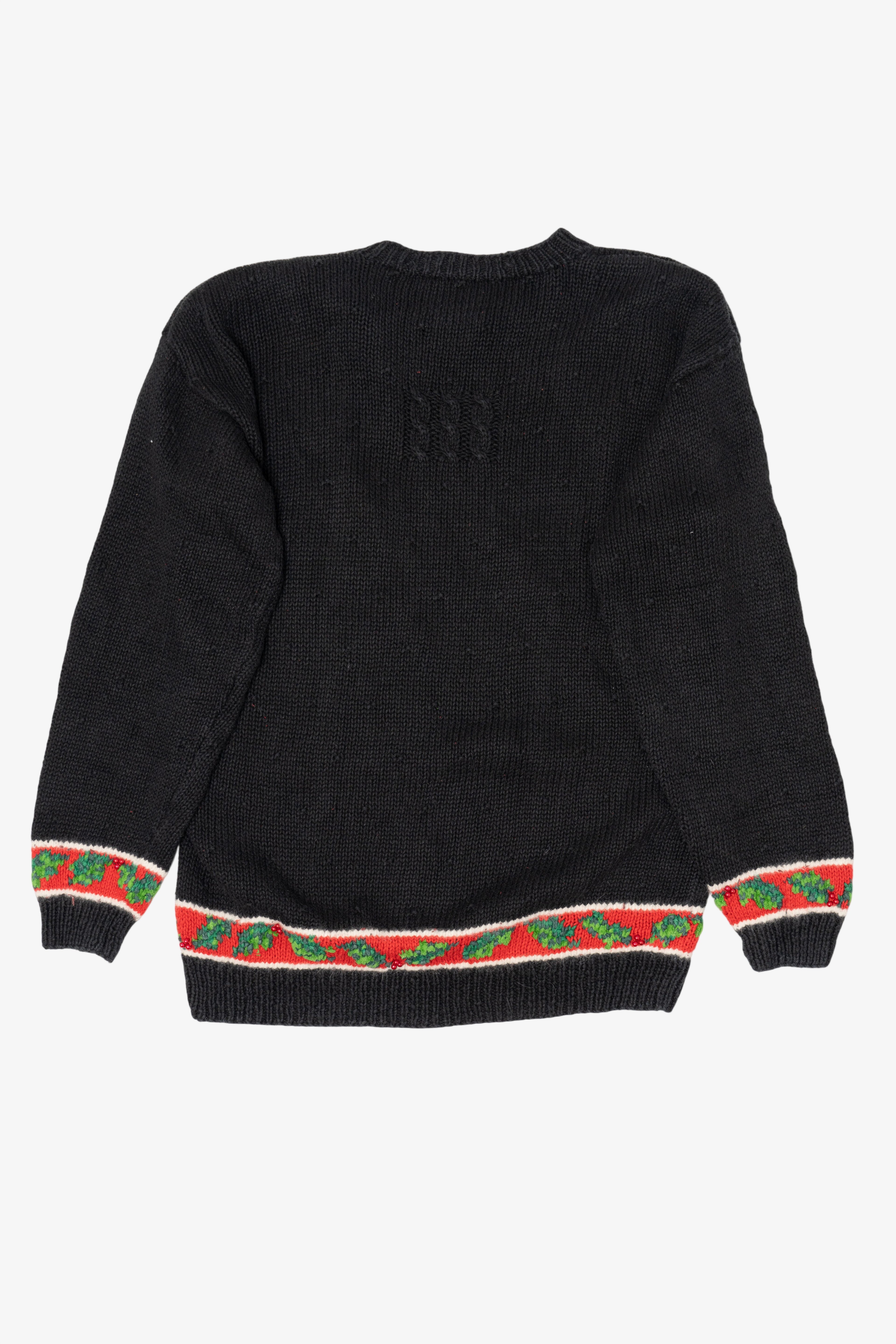 Vintage Black Unknown Santa Placing Presents Ugly Christmas Pullover (1990s)