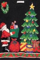 Vintage Black Unknown Santa Placing Presents Ugly Christmas Pullover (1990s)