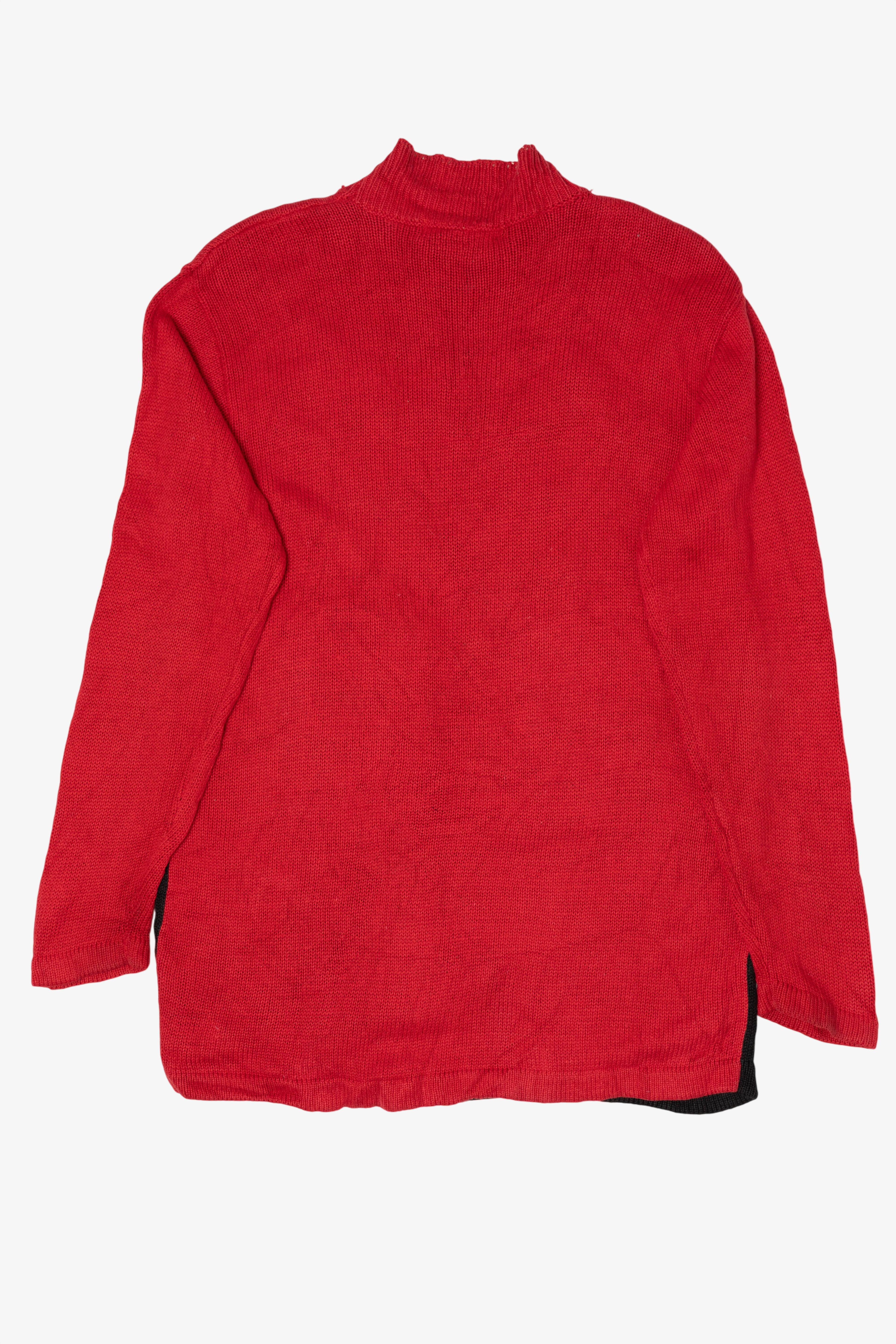 Vintage Red Victoria Jones Christmas Morning Scene Ugly Christmas Pullover (1990s)