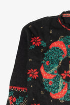 Vintage Black Nutcracker Wreaths Ugly Christmas Pullover (1980s)