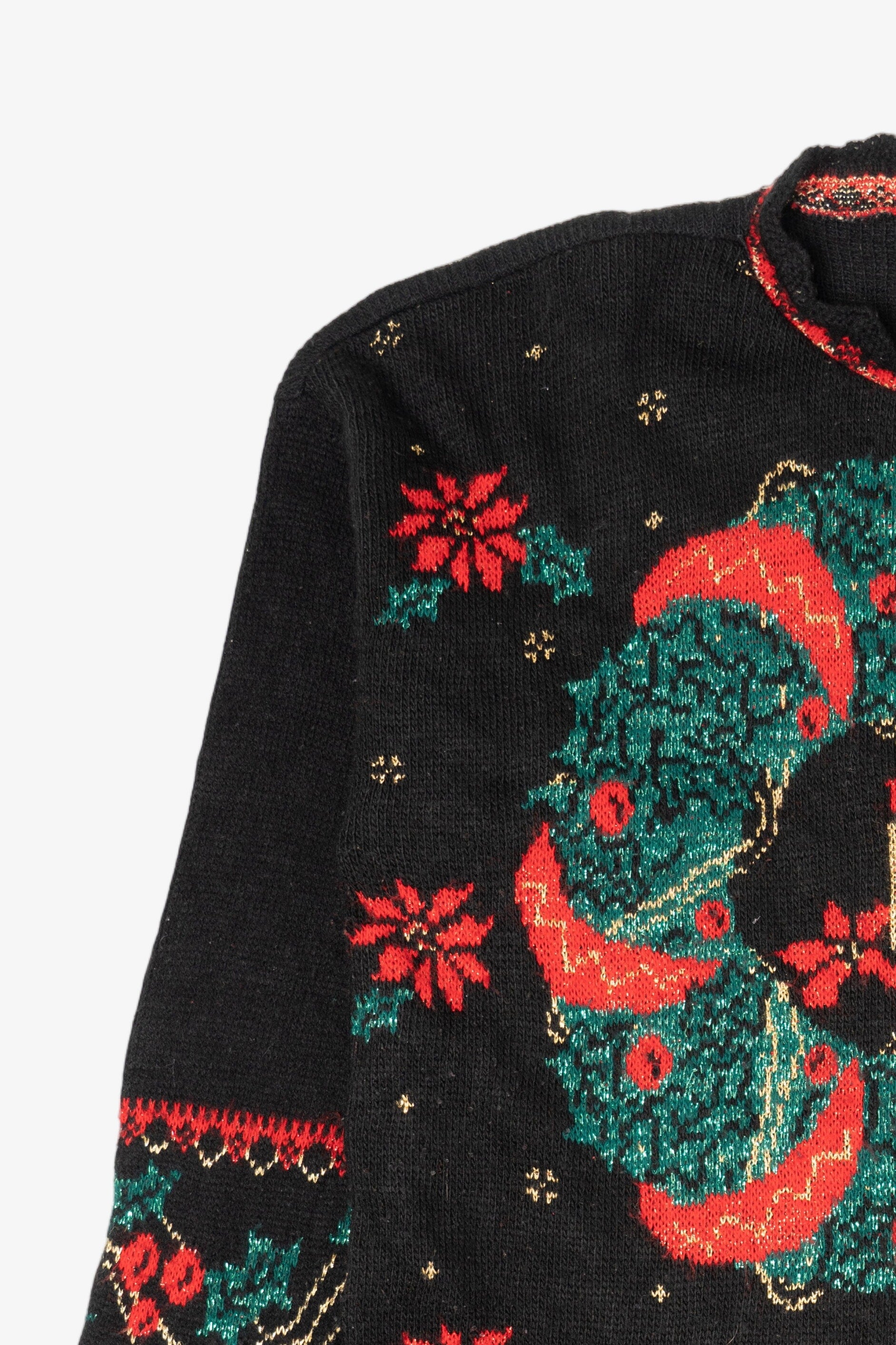 Vintage Black Nutcracker Wreaths Ugly Christmas Pullover (1980s)